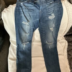 Express Blue Distressed Skinny Jeans